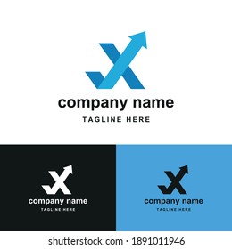 Initial Letter X With Upward Arrow For Finance, Development, Success, Training Business Logo Concept