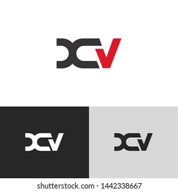 Initial Letter x v linked lowercase logo design template elements. Red letter Isolated on black white grey background. Suitable for business, consulting group company.