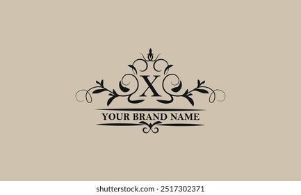 Initial letter X vector logo template. Exquisite illustration for restaurant, royalty, boutique, cafe, hotel, heraldic, jewelry, fashion and others.