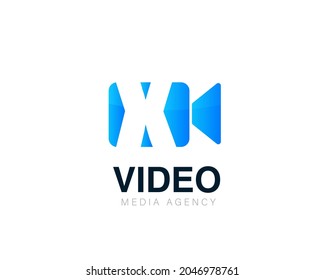 Initial letter x video conference and chat video logo