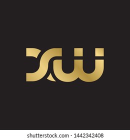 Initial letter x w linked lowercase logo design template elements. Gold letter Isolated on black  background. Suitable for business, consulting group company.