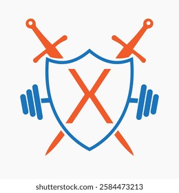 Initial Letter X Warrior Logo Design Concept For Security, Safety and Defense Symbol 