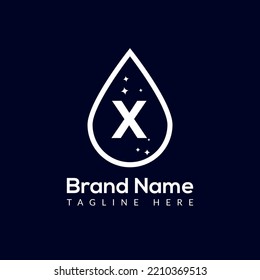 Initial Letter X Wash Logo, Drop and Wash Combination. Drop logo, Wash, Clean, Fresh, Water Template