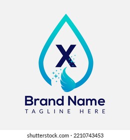 Initial Letter X Wash Logo, Drop and Wash Combination. Drop logo, Wash, Clean, Fresh, Water Template