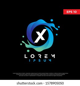 initial letter x water splash logo. modern icon, template design