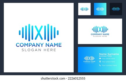 initial letter x wave sound logo design, logo template, vector illustration. isolated design and business branding