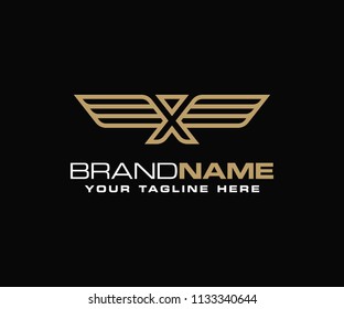 Initial letter X wing logo template vector
