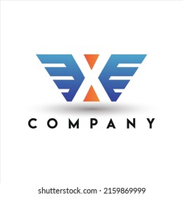 Initial Letter X Wing Logo