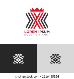 Initial Letter X XX with crown linked uppercase overlap modern logo design template. Suitable for business, consulting group company. Vector Illustration.