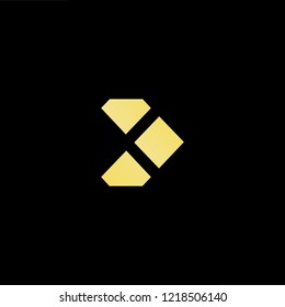 Initial letter X XX minimalist art logo, gold color on black background.