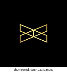 Initial letter X XX minimalist art logo, gold color on black background.