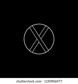 Initial letter X XX OX XO minimalist art monogram shape logo, white color on black background.