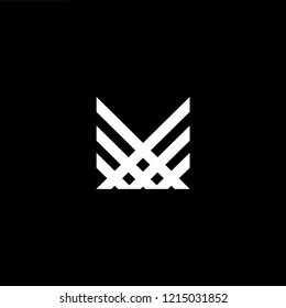 Initial letter X XX WX XW minimalist art logo, white color on black background.