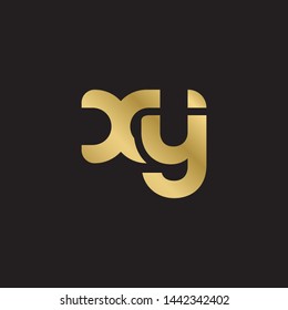 Initial letter x y linked lowercase logo design template elements. Gold letter Isolated on black  background. Suitable for business, consulting group company.
