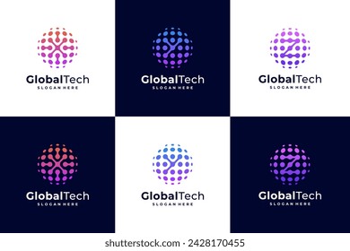 Initial Letter X, Y, Z World tech logo design template