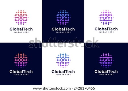 Initial Letter X, Y, Z World tech logo design template