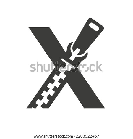 Initial Letter X Zipper Logo For Fashion Cloth, Embroidery and Textile Symbol Identity Vector Template