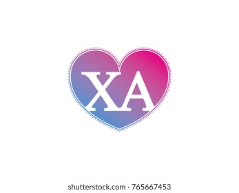 the initial letter XA in the heart symbol as a logo, sign and decoration
