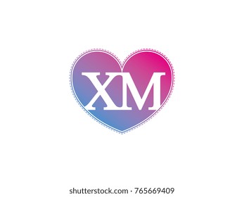 the initial letter XA in the heart symbol as a logo, sign and decoration