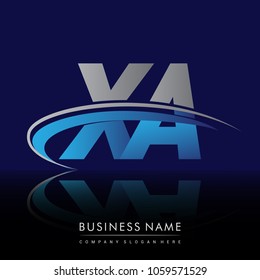 initial letter XA logotype company name colored blue and grey swoosh design. vector logo for business and company identity.