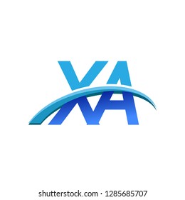 initial letter XA logotype company name colored blue and swoosh design. vector logo for business and company identity.