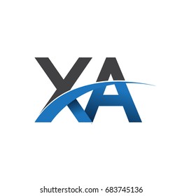 initial letter XA logotype company name colored blue and grey swoosh design. vector logo for business and company identity.
