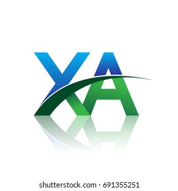 initial letter XA logotype company name colored blue and green swoosh design. vector logo for business and company identity.
