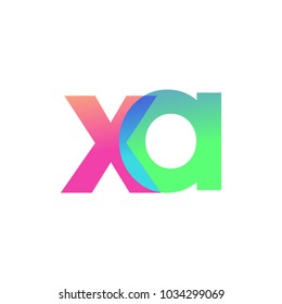 Initial Letter XA Lowercase Logo green, pink and Blue, Modern and Simple Logo Design.