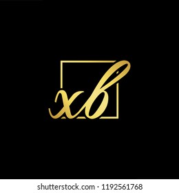 Initial letter XB BX minimalist art monogram shape logo, gold color on black background