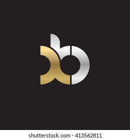 initial letter xb linked round lowercase logo gold silver black background