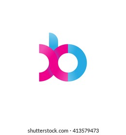 initial letter xb linked round lowercase logo pink blue purple