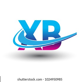 initial letter XB logotype company name colored blue and magenta swoosh design. vector logo for business and company identity.
