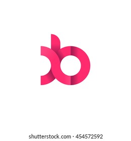 initial letter xb modern linked circle round lowercase logo pink