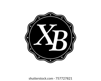 Initial letter XB monogram logo black seal stamp lace