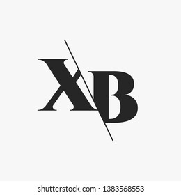 Initial Letter XB Monogram Sliced. Modern logo template isolated on gray background