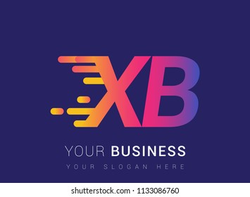 Initial Letter XB speed Logo Design template, logotype company name colored yellow, magenta and blue.for business and company identity.

