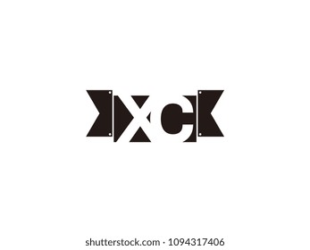 Initial letter xc black ribbon logo design