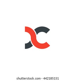 initial letter xc linked round lowercase logo red