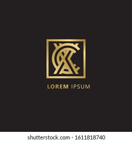 Initial Letter XC linked uppercase overlap modern gold logo vector design template. Suitable for business, consulting group company.