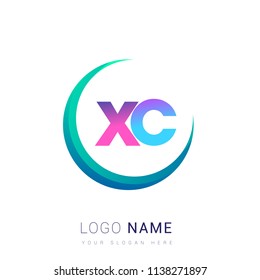 initial letter XC logotype company name, coloreful and swoosh design. vector logo for business and company identity.