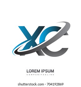 initial letter XC logotype company name colored blue and grey swoosh design. logo design for business and company identity.