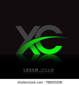 initial letter XC logotype company name colored green and black swoosh design. vector logo for business and company identity.
