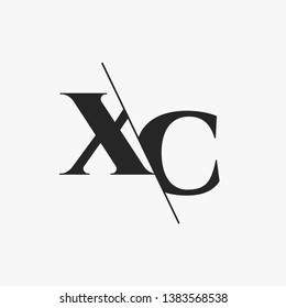 Initial Letter XC Monogram Sliced. Modern logo template isolated on gray background