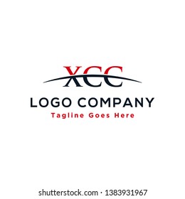Initial letter XCC, overlapping movement swoosh horizon logo company design inspiration in red and dark blue color vector