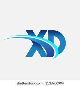 initial letter XD logotype company name colored blue and swoosh design. vector logo for business and company identity.
