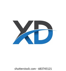 initial letter XD logotype company name colored blue and grey swoosh design. vector logo for business and company identity
