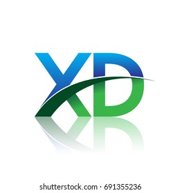 letra inicial Logotipo XD nombre empresa de color azul y verde diseño cisne. logotipo vectorial para identidad empresarial y empresarial
