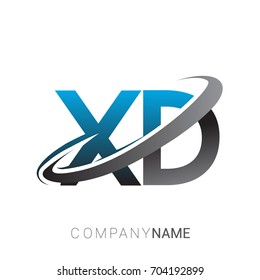 initial letter XD logotype company name colored blue and grey swoosh design. logo design for business and company identity.