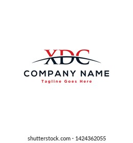 Initial letter XDC, overlapping movement swoosh horizon logo company design inspiration in red and dark blue color vector