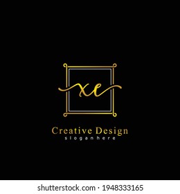 Initial letter XE calligraphy handwritten logo. Handwritten alphabet in the logo template. Letters and Alphabet for your logo design.
